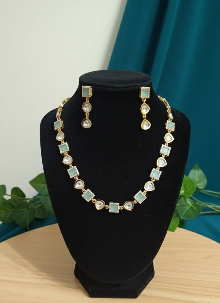 Sea Green Moissanite-Look Stone Jewellery Set