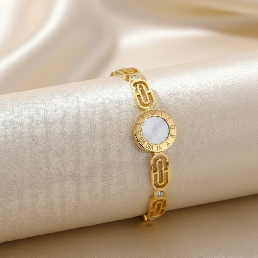 Golden Roman Dial Anti-Tarnish Bracelet