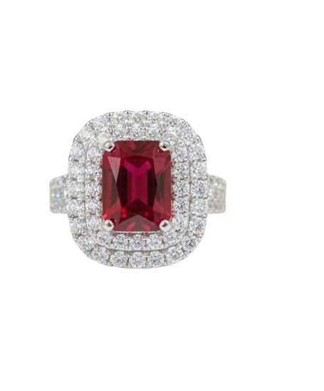 Ruby Halo American Diamond Ring