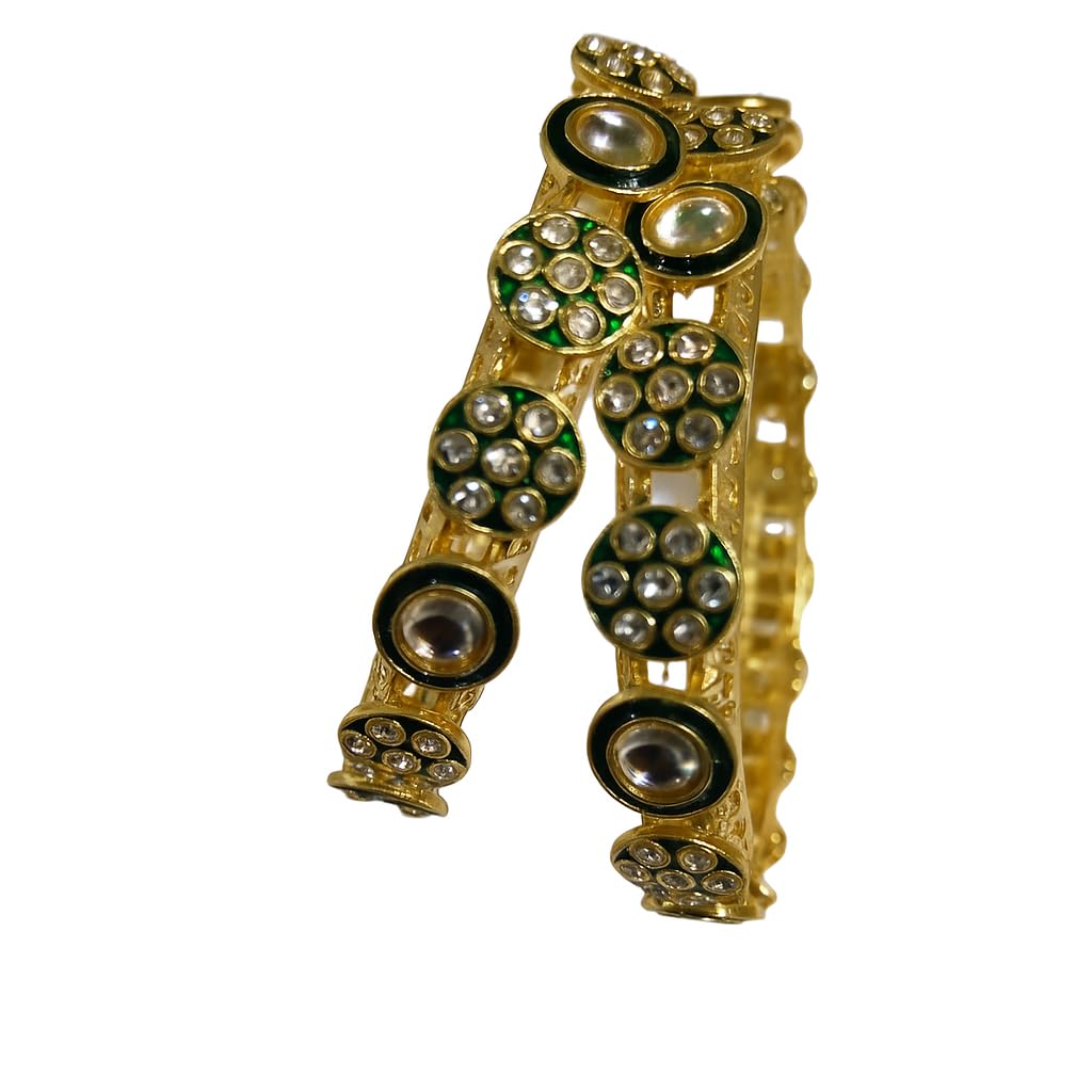 Green & Gold Kundan Kada Set