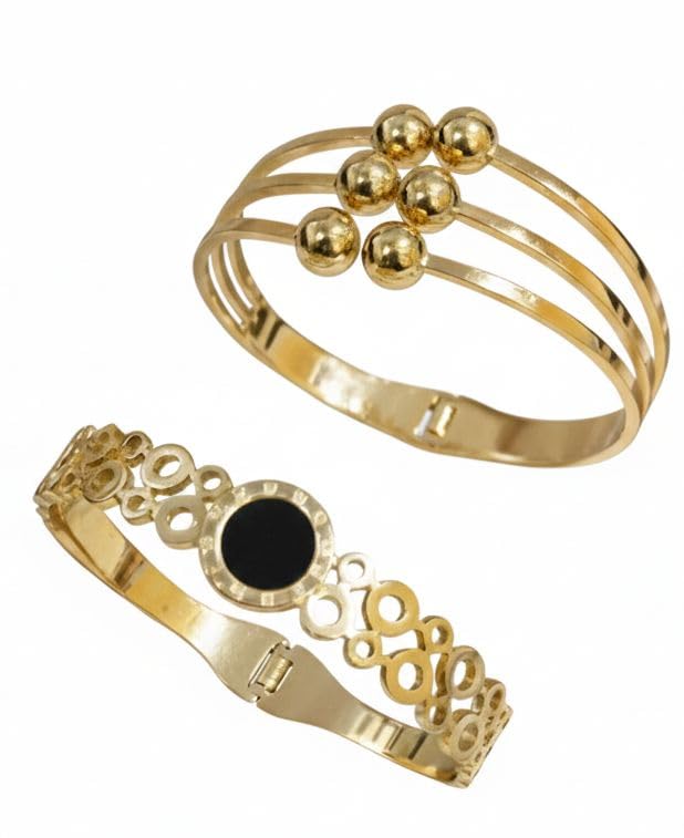 Cut-Work & Beaded Anti-Tarnish Bracelet Duo