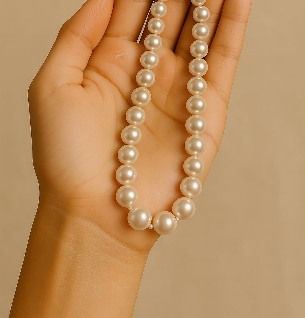Ivory Pearl Mala Necklace with Earrings