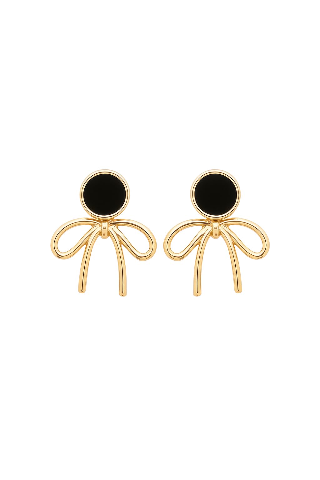 Noir & Gold Bow Earrings