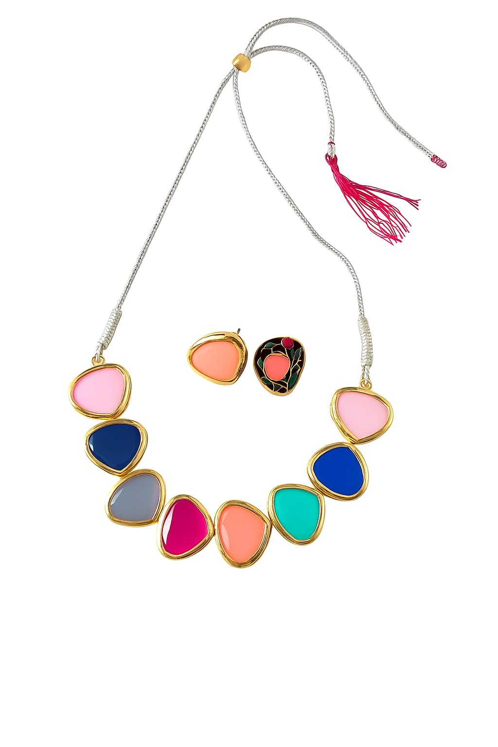 Multicolour Stone Neckpiece with Earrings