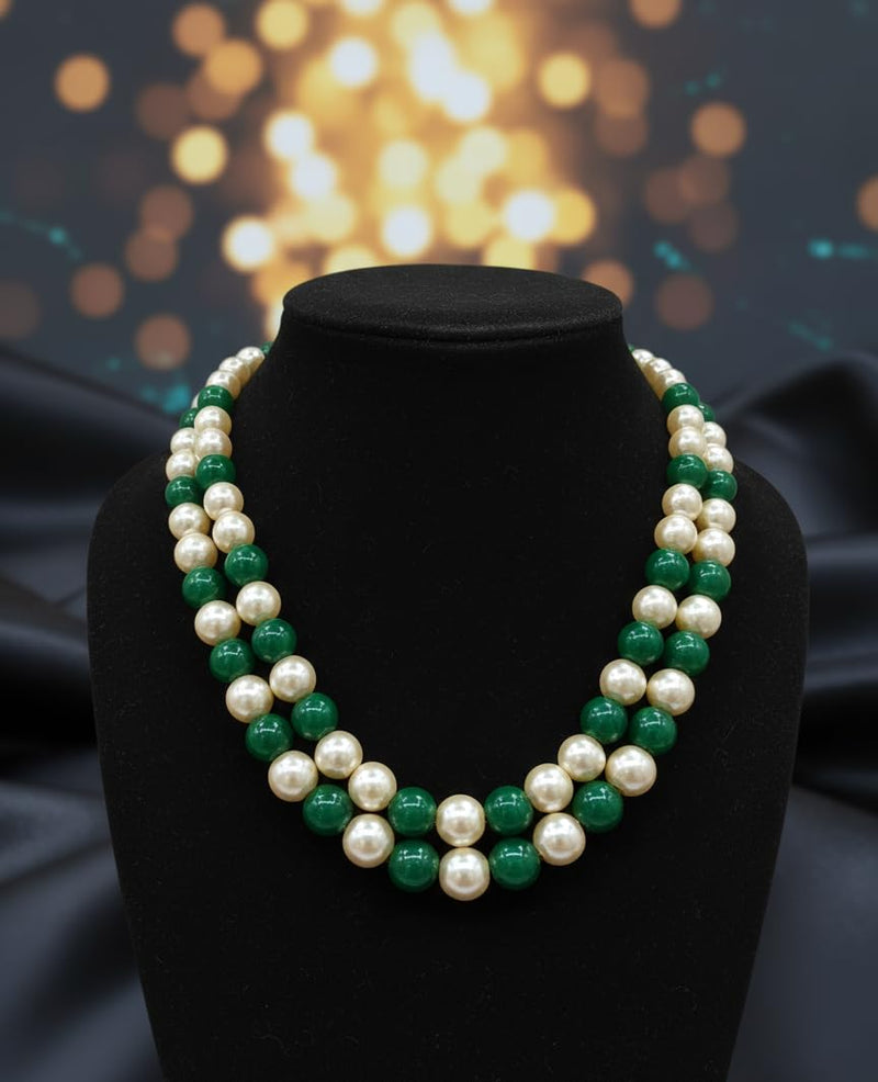 Lustrous Green Pearl Mala Necklace