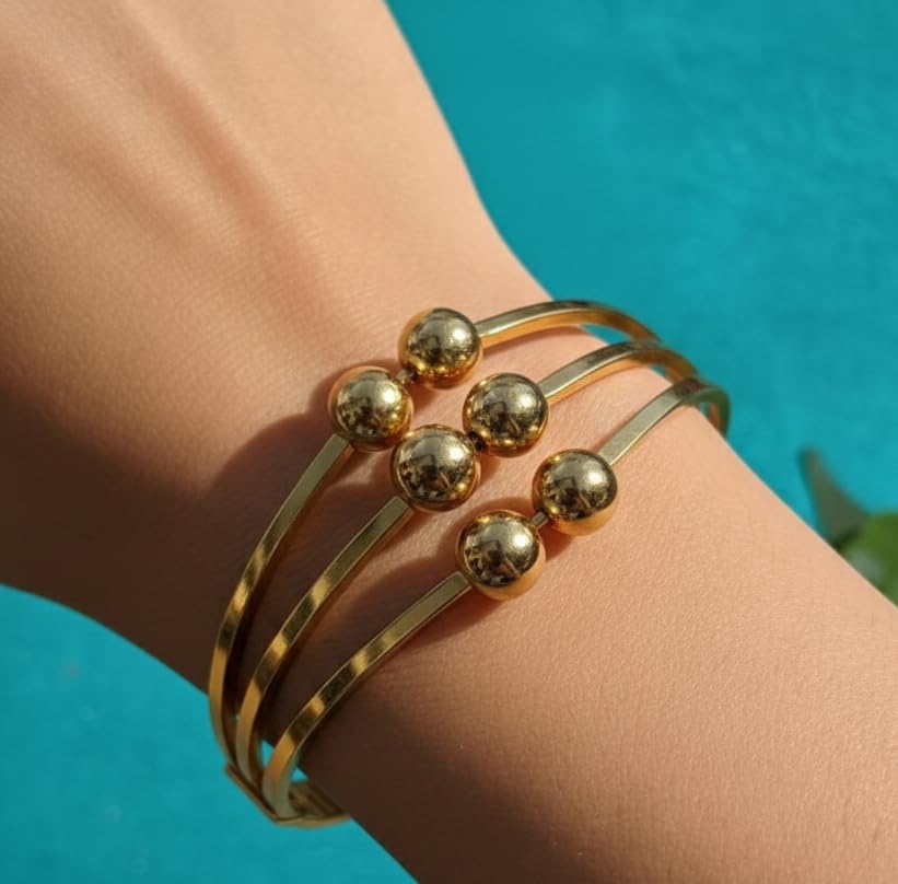 Cut-Work & Beaded Anti-Tarnish Bracelet Duo