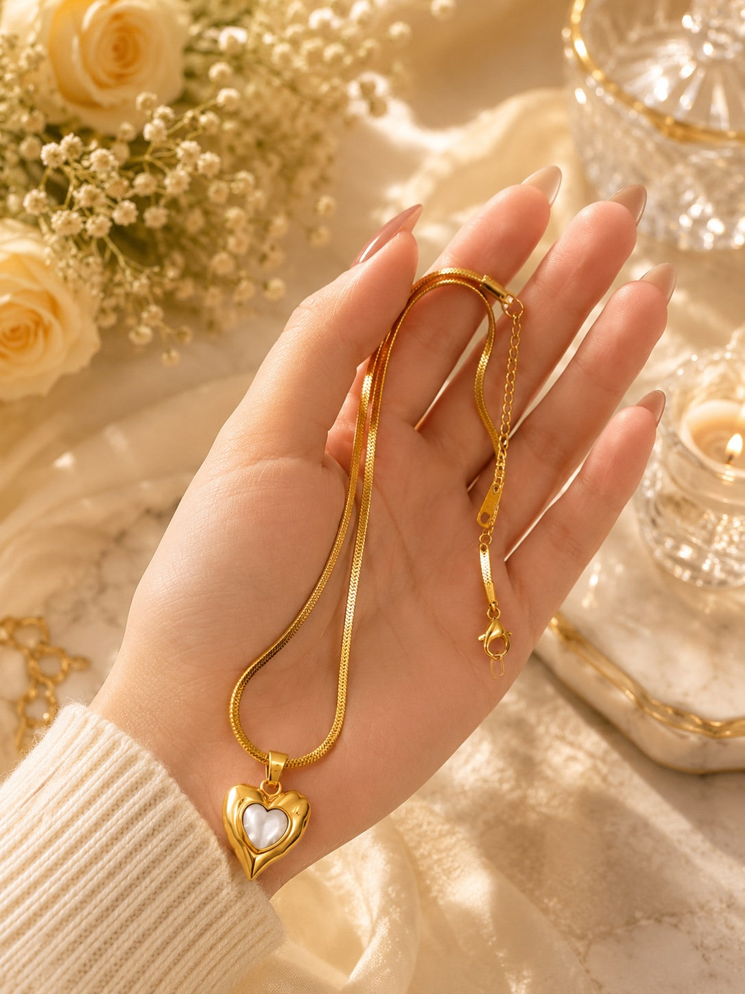 Crystal Heart Anti-Tarnish Pendant Necklace