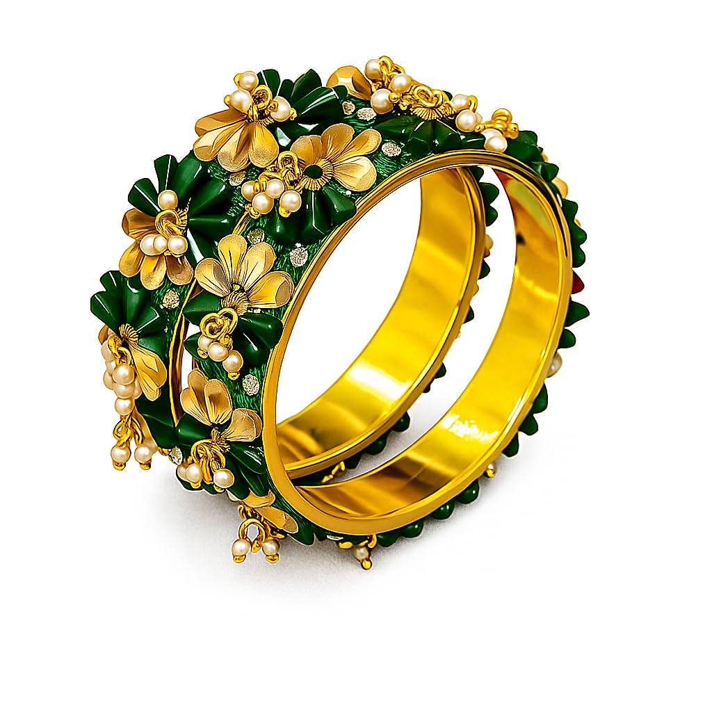Green Floral Kada Set