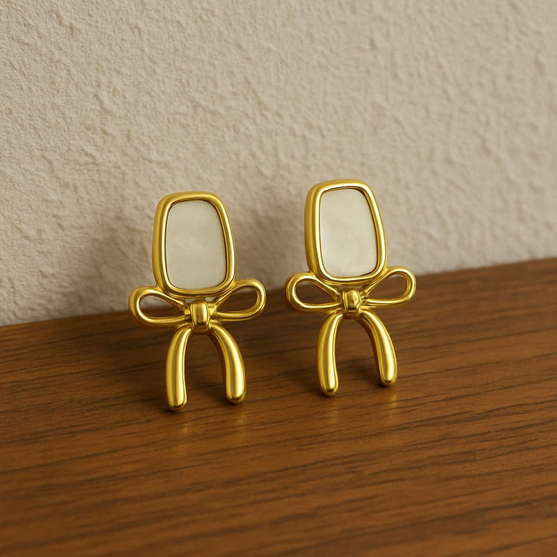 Golden Bow Design Earrings