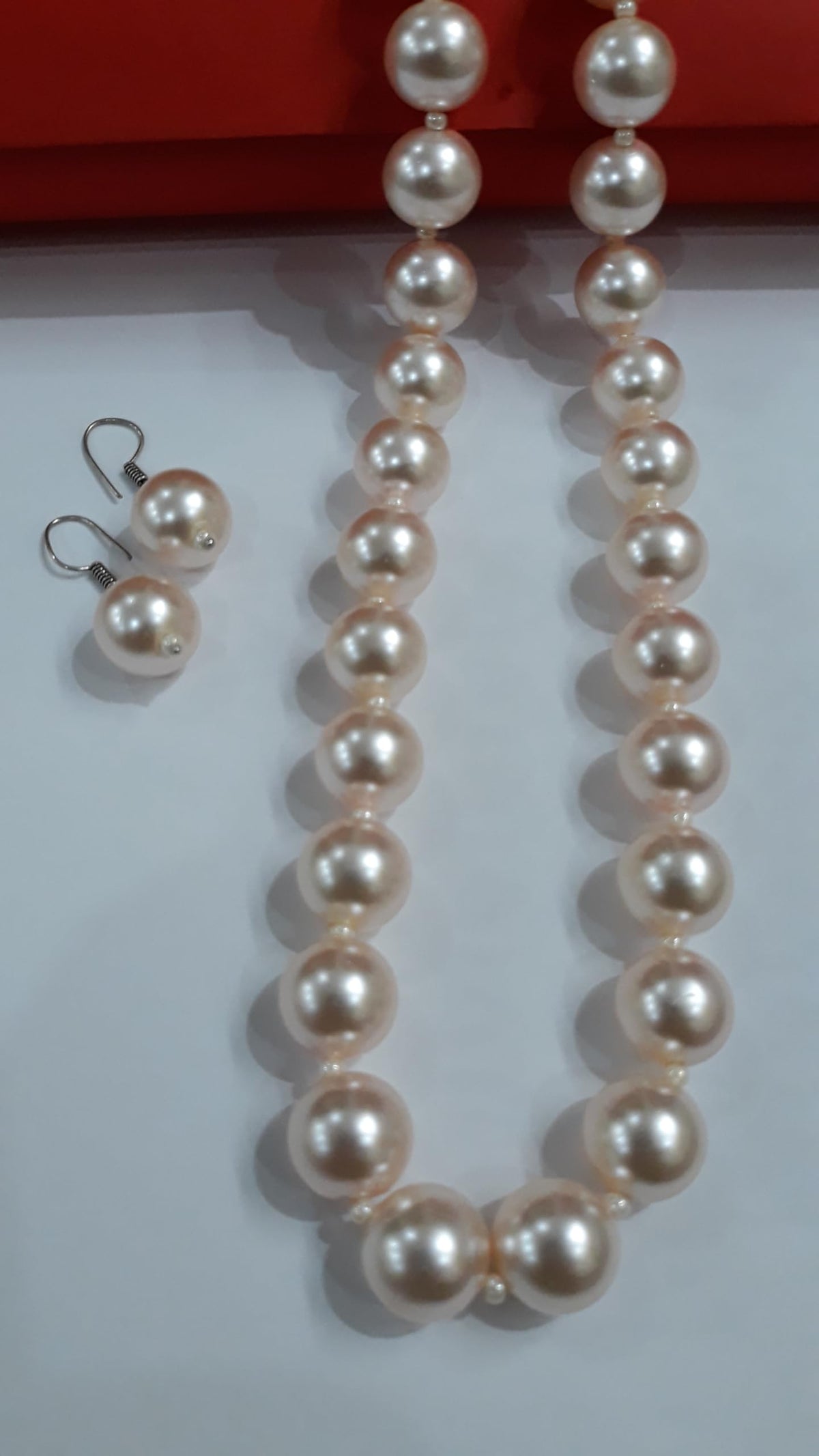 Ivory Pearl Mala Necklace with Earrings