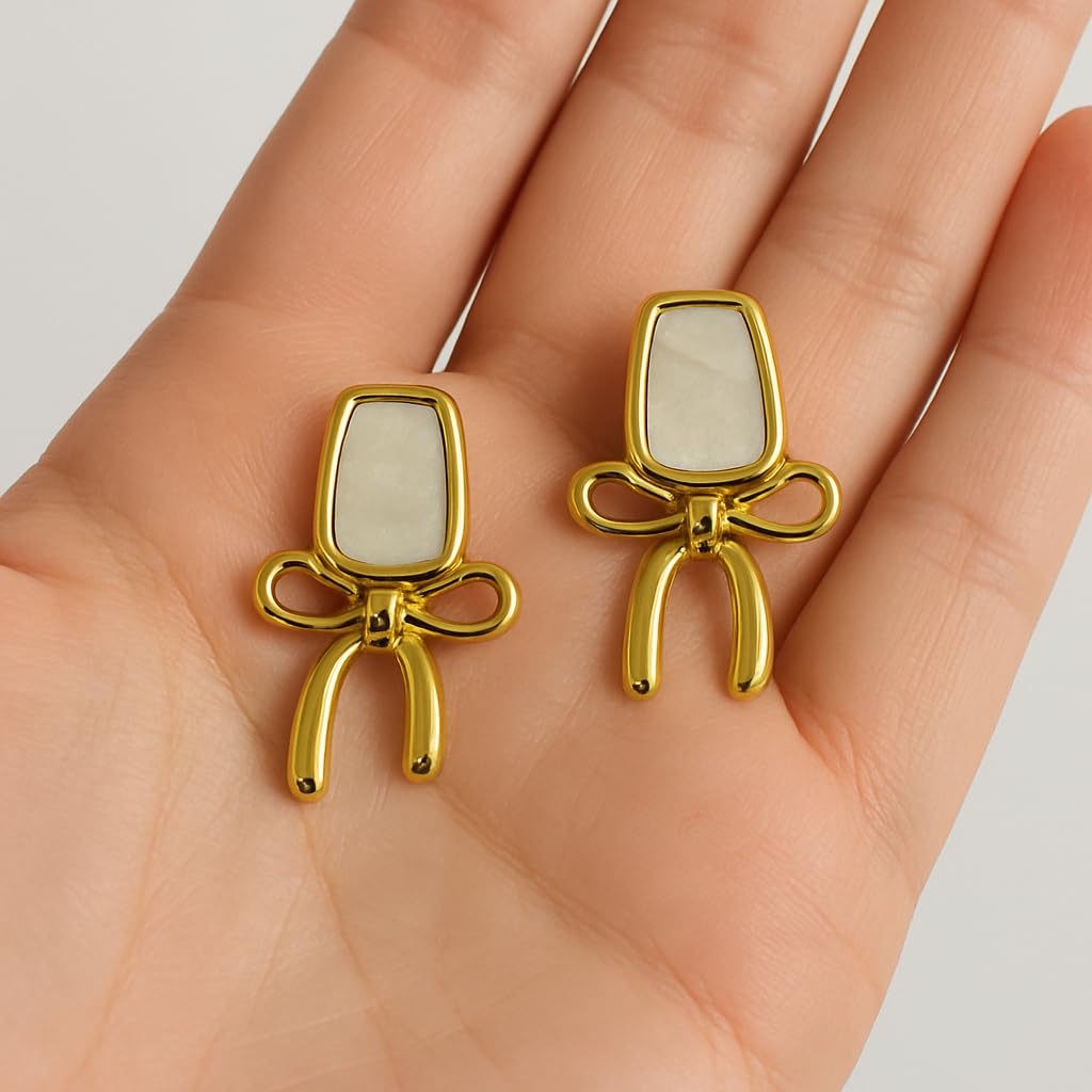 Golden Bow Design Earrings