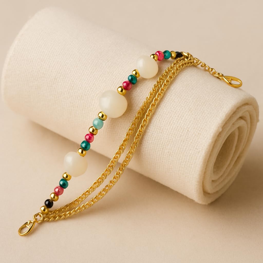 Colourful Stone Golden Chain Bracelet