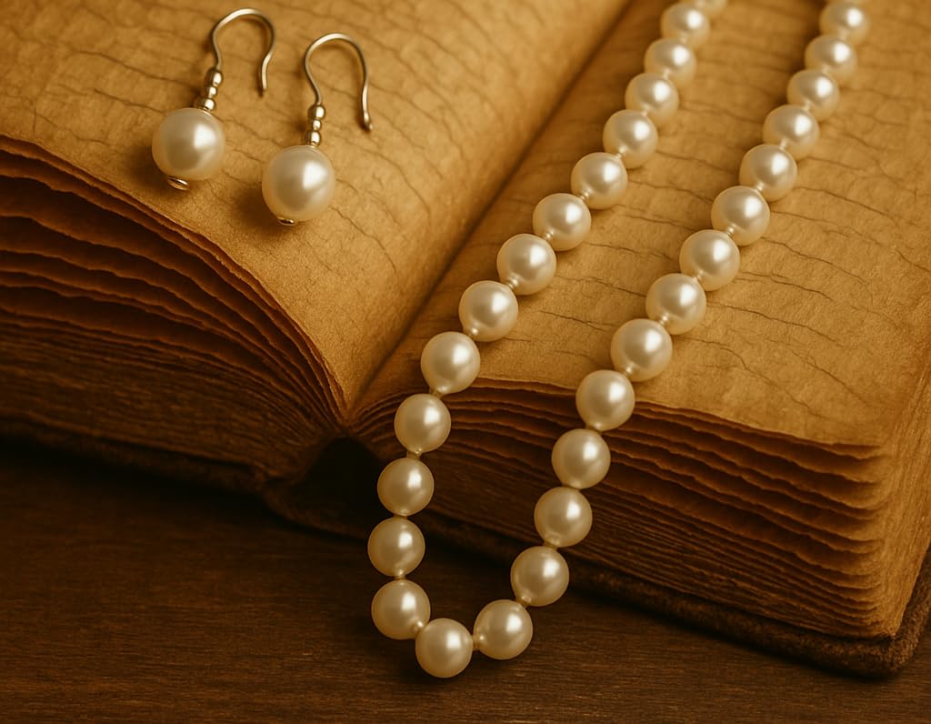 Ivory Pearl Mala Necklace with Earrings