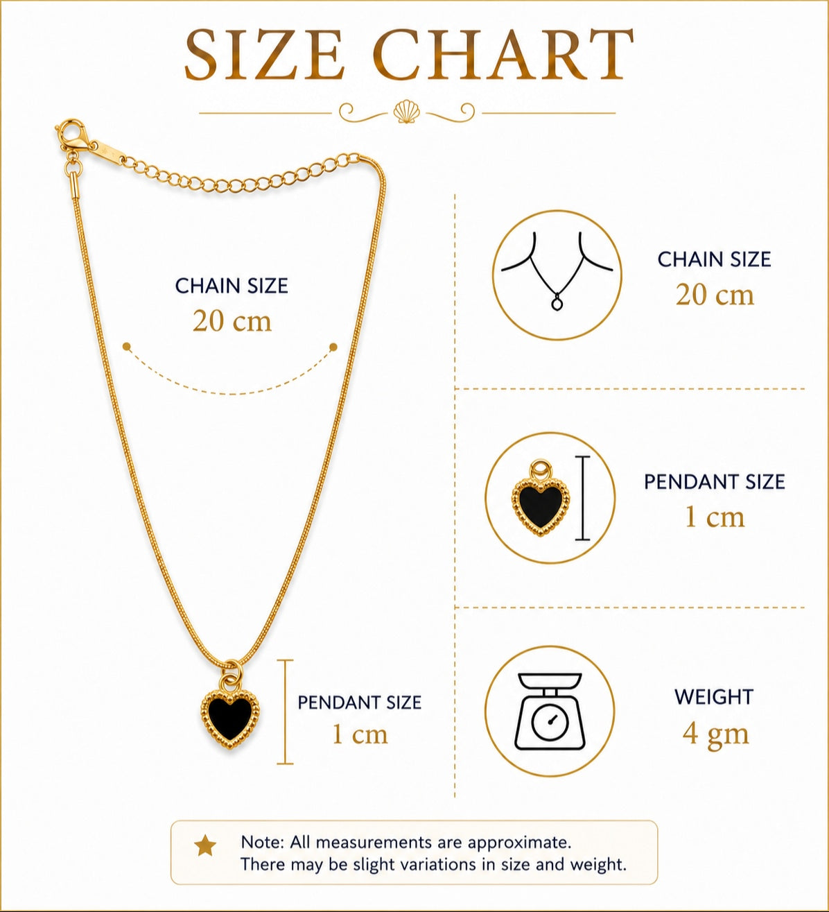Noir Heart Anti-Tarnish Pendant Necklace