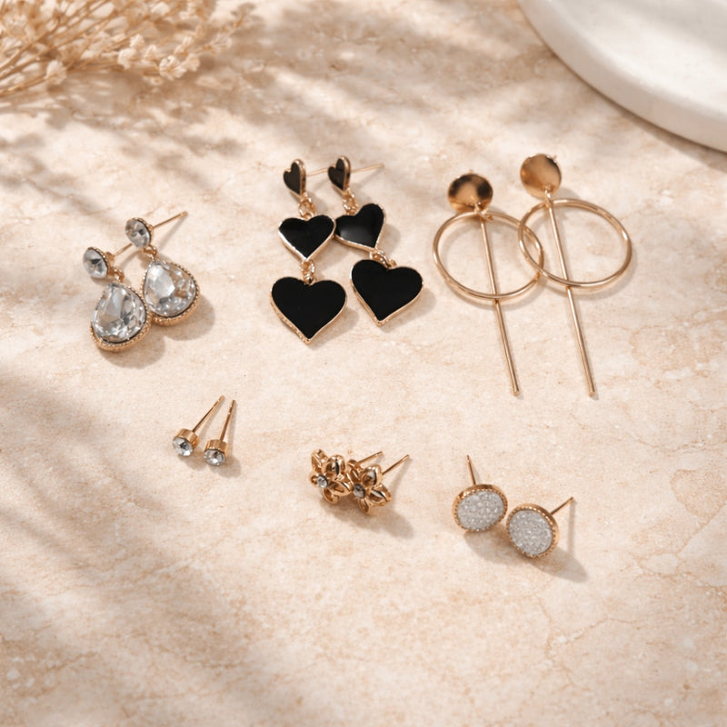 Minimal Anti-Tarnish Earrings - Set of Six