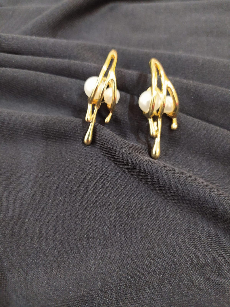 Golden Pearl Drop Earrings