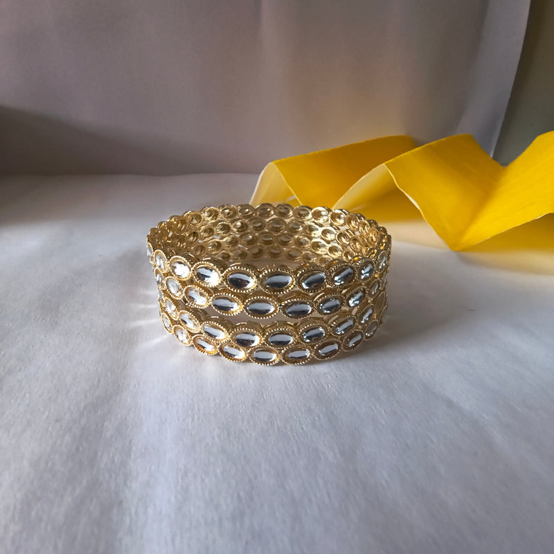 Clear Stone Kundan Kada Set