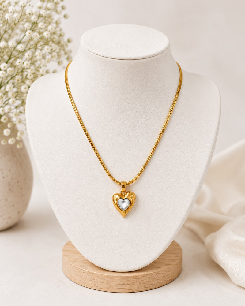 Crystal Heart Anti-Tarnish Pendant Necklace
