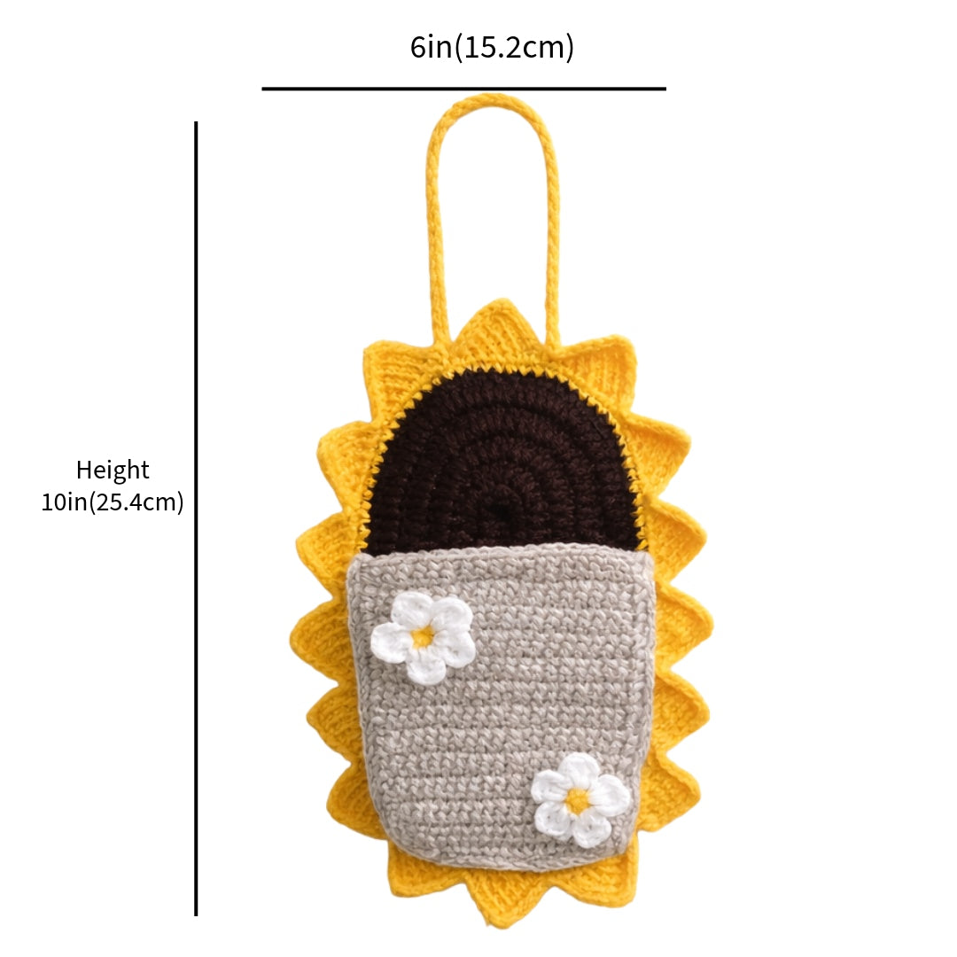 Handmade Crochet Sunflower Charger Pouch