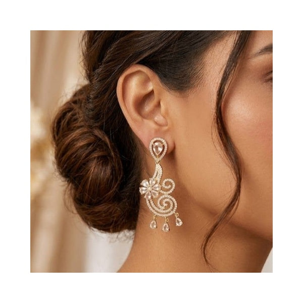 Gold-Tone American Diamond Crystal Dangler Earrings