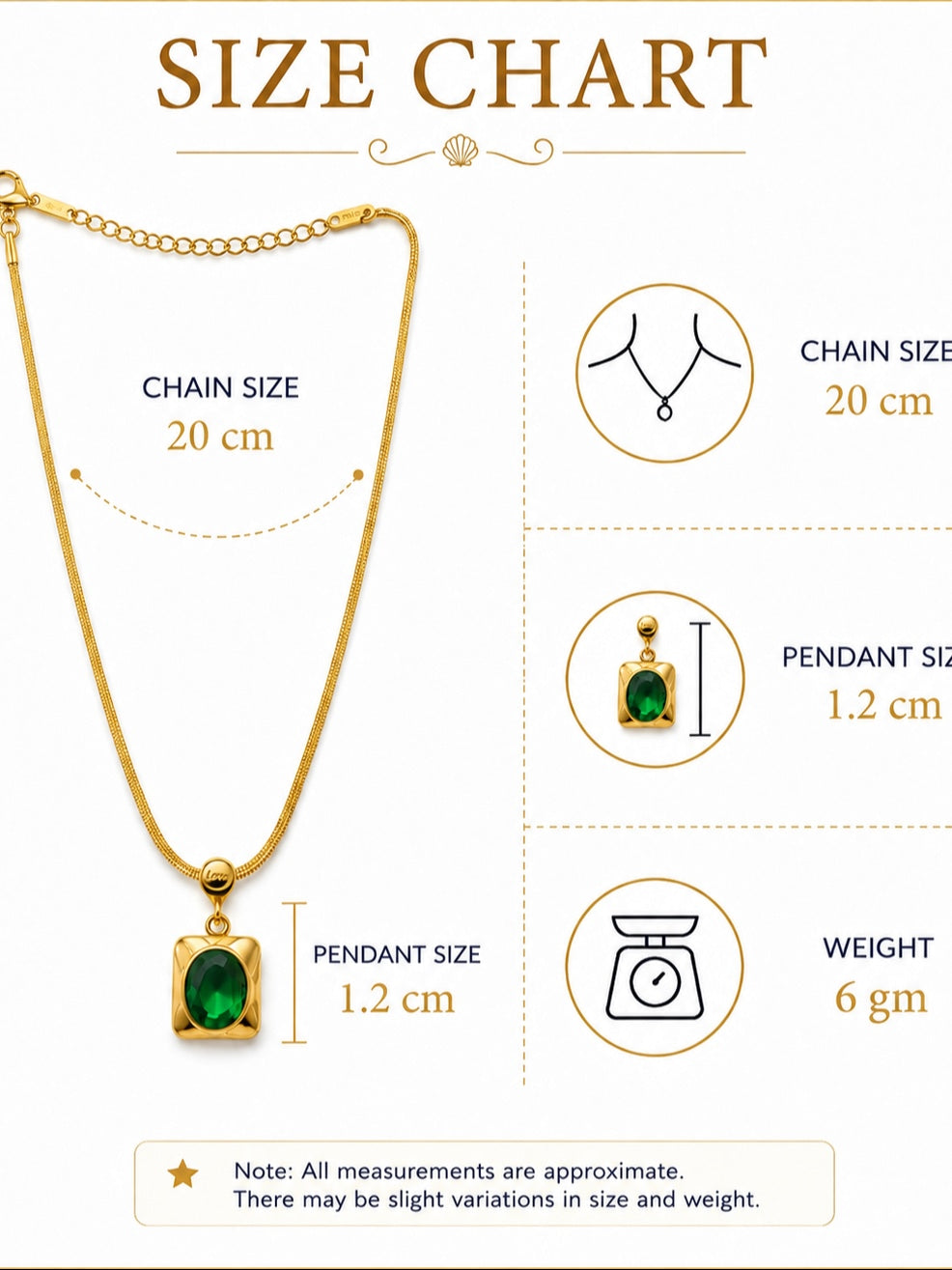 Emerald Green Snake Chain Pendant Necklace
