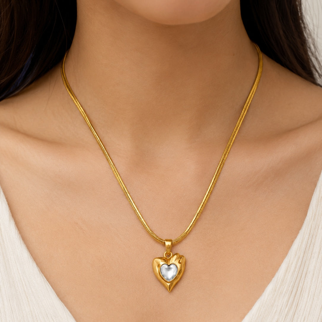 Crystal Heart Anti-Tarnish Pendant Necklace