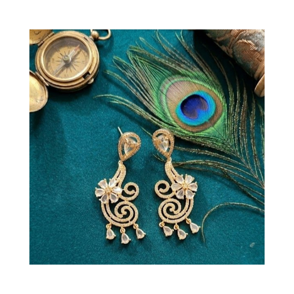 Gold-Tone American Diamond Crystal Dangler Earrings