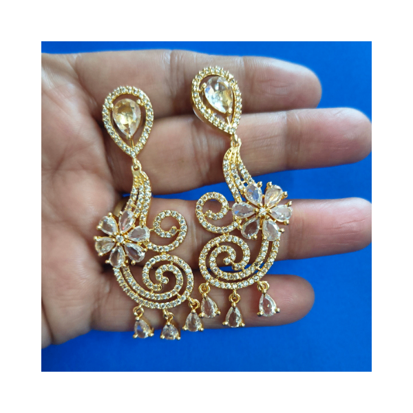 Gold-Tone American Diamond Crystal Dangler Earrings