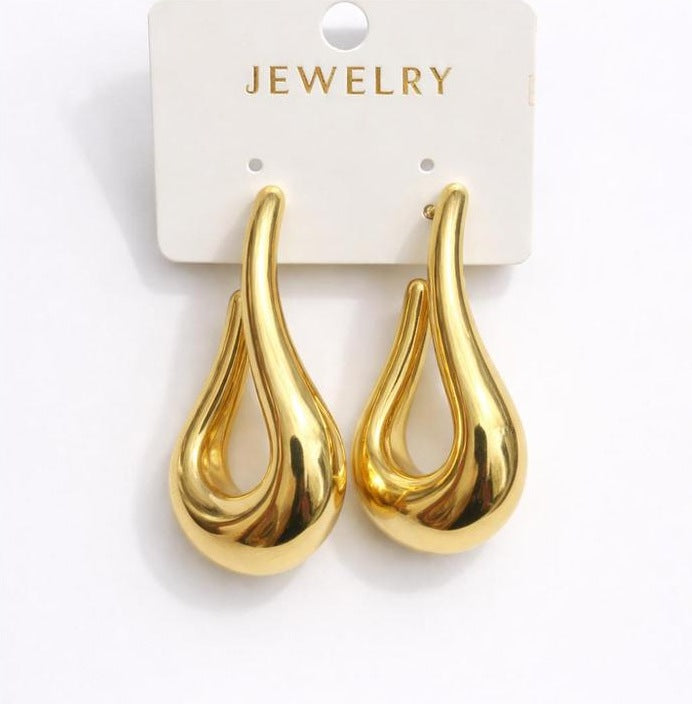 Chunky Gold Teardrop Earrings