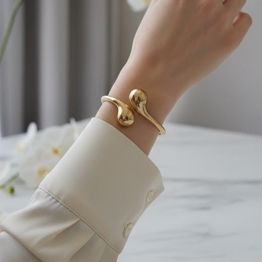 Sculpted Gold Open Cuff Bracelet