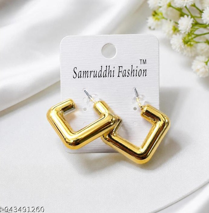 Gold Square Hoop Earrings