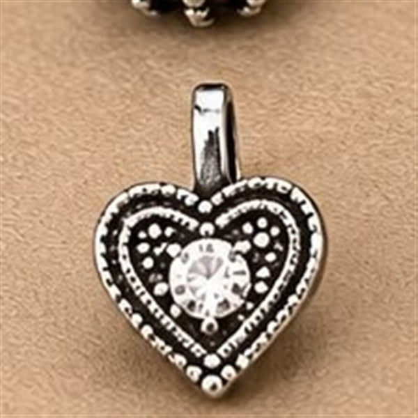 Oxidised Crystal Nose Pin, Crystal Heart design