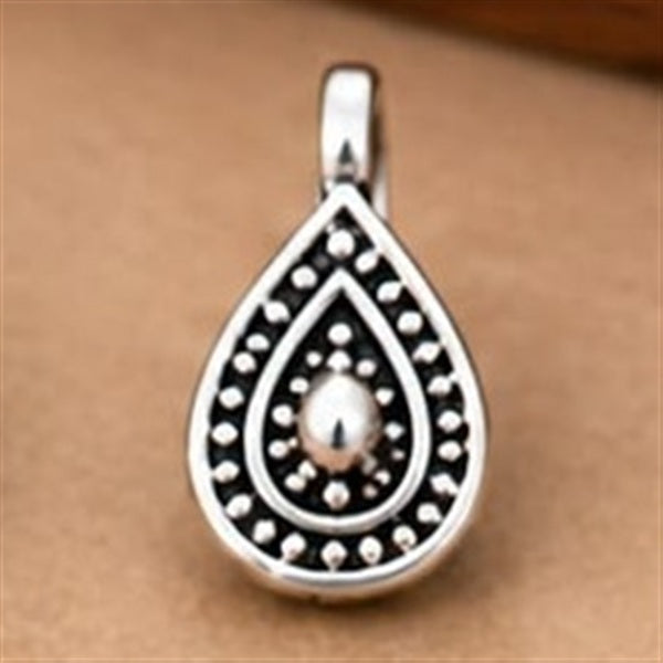 Oxidised Floral Nose Pin, Dotted Teardrop design