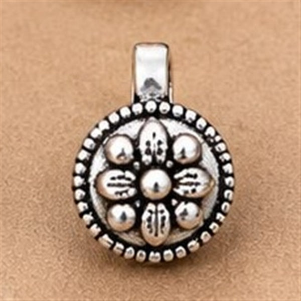 Oxidised Floral Nose Pin, Rosette design