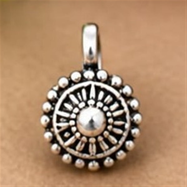 Oxidised Floral Nose Pin, Sunburst design