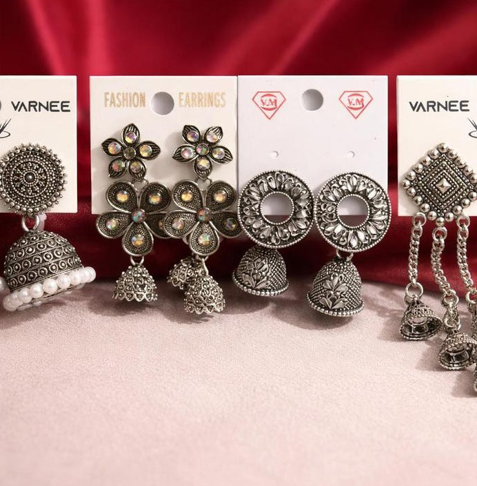 Oxidised Jhumka Earrings Combo