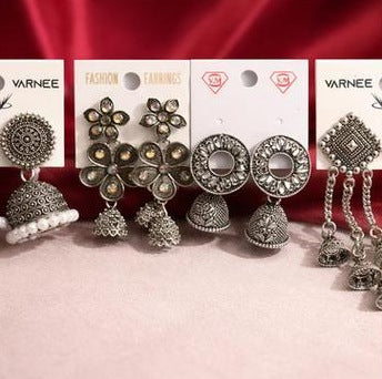 Oxidised Jhumka Earrings Combo