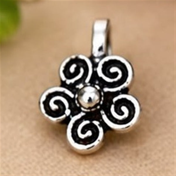 Oxidised Star & Swirl Nose Pin, Swirl Flower design
