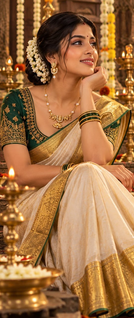 Temple Lotus Pearl Necklace Set