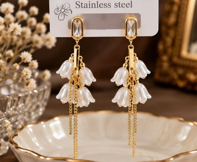 Lily of the Valley Pearl Tassel Earrings