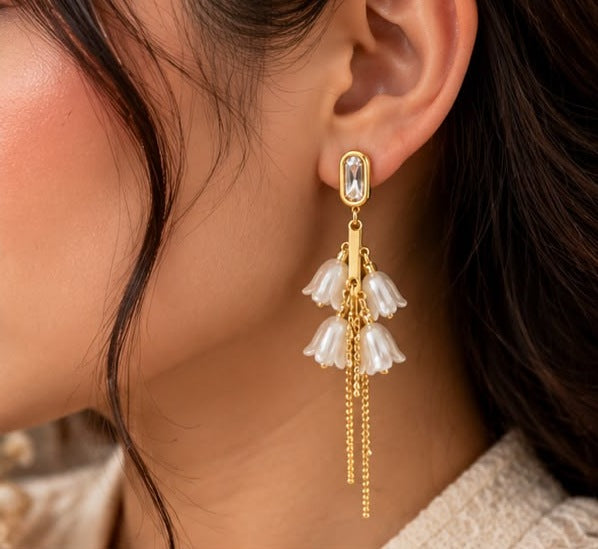 Lily of the Valley Pearl Tassel Earrings