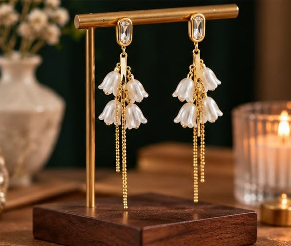Lily of the Valley Pearl Tassel Earrings