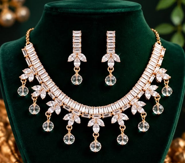 Baguette Crystal Necklace Set