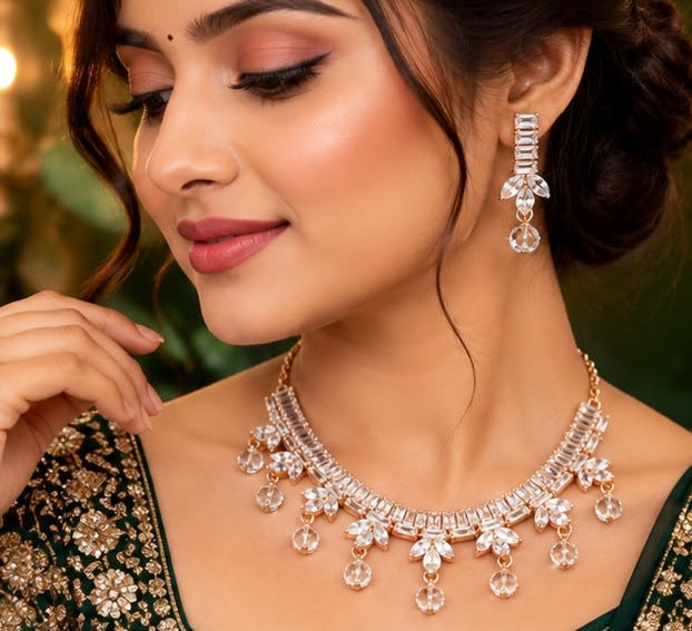Baguette Crystal Necklace Set