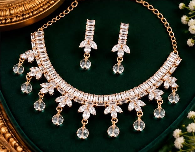 Baguette Crystal Necklace Set