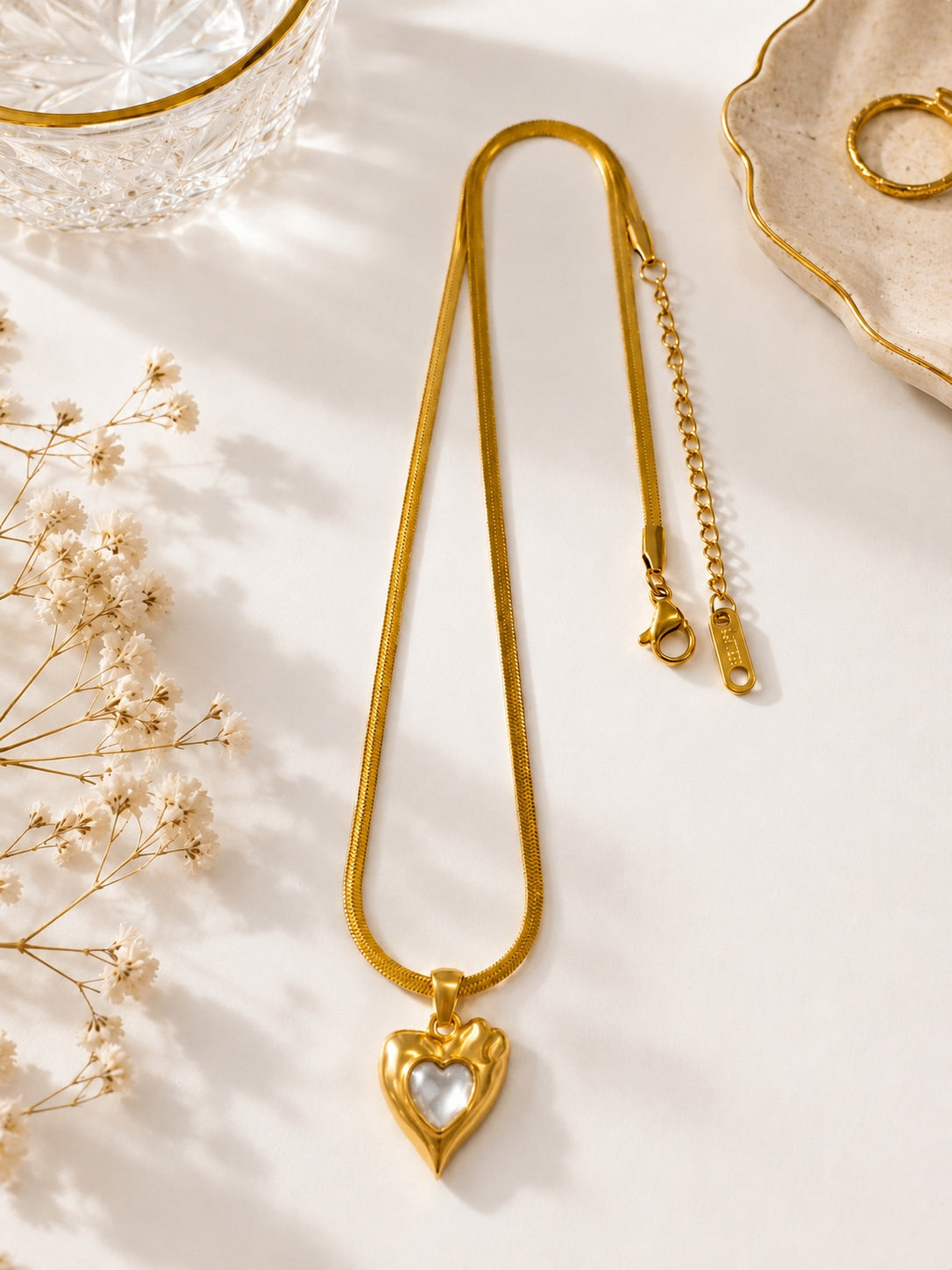 Crystal Heart Anti-Tarnish Pendant Necklace