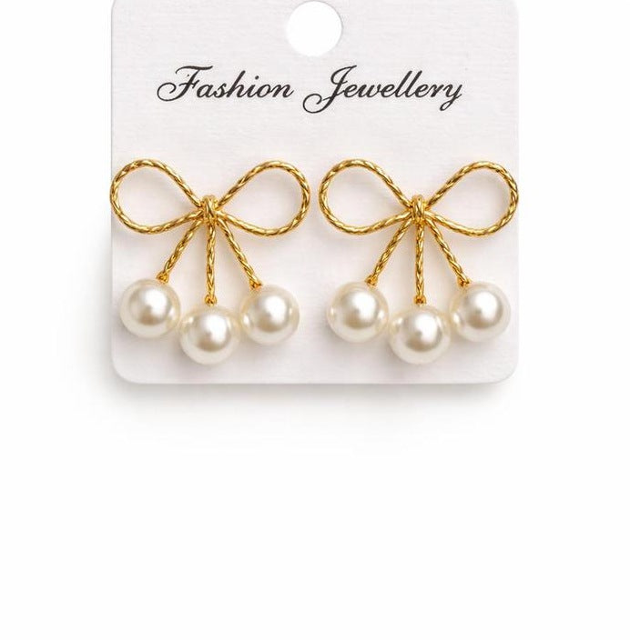 Pearl Bow Earrings