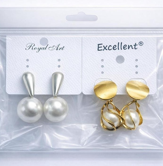 Pearl Drop & Gold Twist Earrings Combo