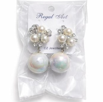 Pearl Flower Drop Stud Earrings