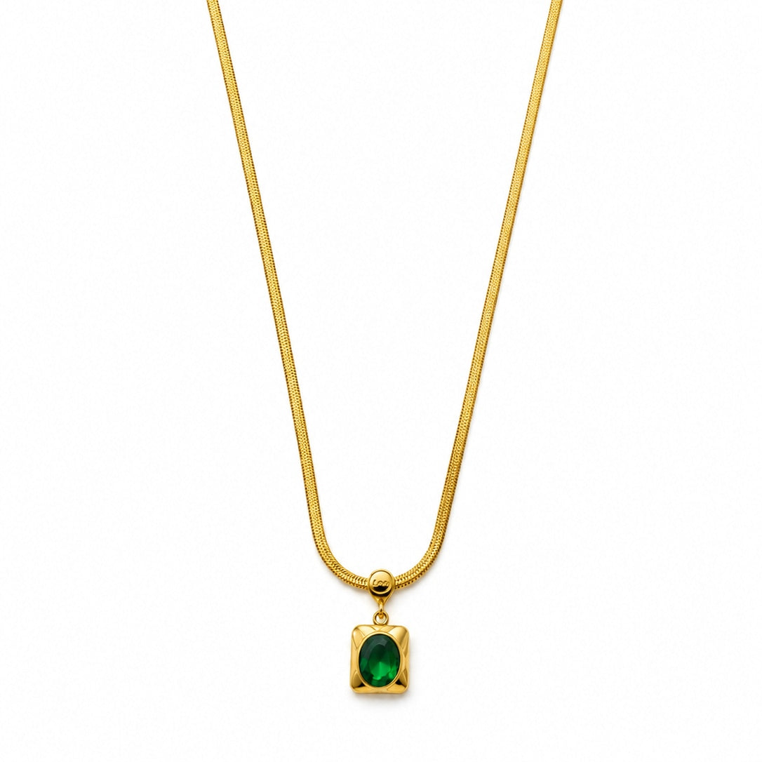 Emerald Green Snake Chain Pendant Necklace